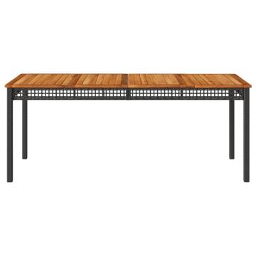 Garden Table Black 180x90 cm - Poly Rattan & Acacia Wood