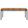 Garden Table Black 180x90 cm - Poly Rattan & Acacia Wood