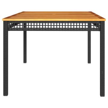 Garden Table Black 180x90 cm - Poly Rattan & Acacia Wood