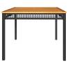 Garden Table Black 180x90 cm - Poly Rattan & Acacia Wood