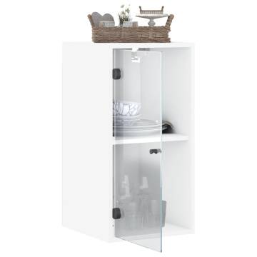 Elegant Wall Cabinet with Glass Doors - White 35x37x68.5 cm