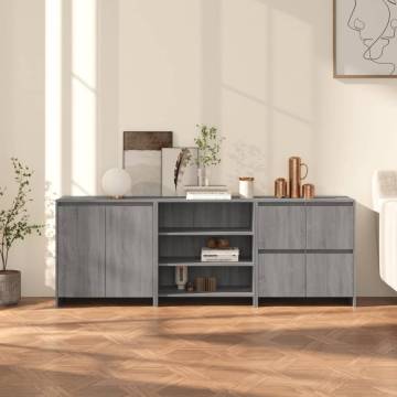 3 Piece Grey Sonoma Sideboard - Stylish & Practical Storage