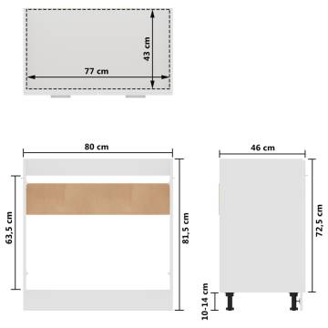 Sink Bottom Cabinet White 80x46x81.5 cm | Hipomarket UK