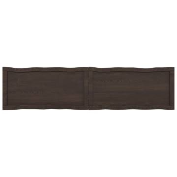 Table Top Dark Brown Solid Wood Live Edge - 160x40x(2-4) cm