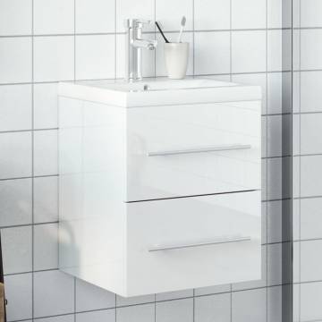 Elegant High Gloss White Bathroom Sink Cabinet with Basin