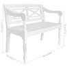 Batavia Bench 98 cm - Solid Mahogany Wood in White