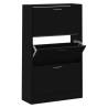 Stylish Black Shoe Cabinet - 63x24x103 cm Engineered Wood