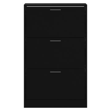 Stylish Black Shoe Cabinet - 63x24x103 cm Engineered Wood