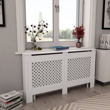 Stylish White Radiator Cover | 152x19x81.5 cm MDF