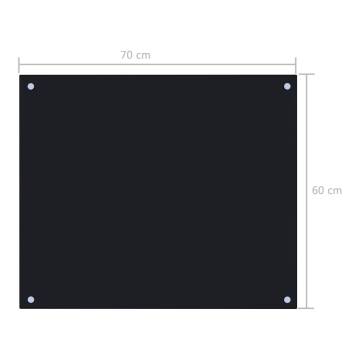 Black Tempered Glass Kitchen Backsplash - 70x60 cm