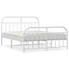 Sturdy White Metal Bed Frame with Headboard & Footboard - 135x190 cm