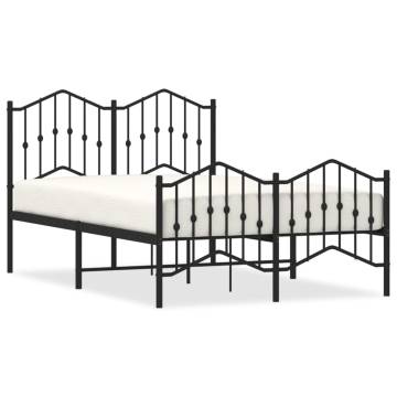 Metal Bed Frame with Headboard & Footboard - Black 120x200 cm