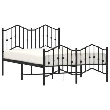 Metal Bed Frame with Headboard & Footboard - Black 120x200 cm