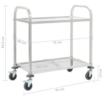 Stainless Steel 2-Tier Kitchen Trolley - Stylish & Functional