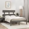 Bed Frame Grey Solid Wood 135x190 cm Double Colour grey Size 135 x 190 cm 