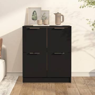 Stylish Black Sideboard - Engineered Wood, 60x30x70 cm