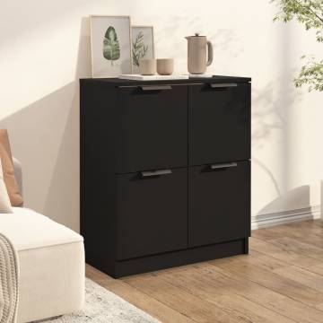 Stylish Black Sideboard - Engineered Wood, 60x30x70 cm