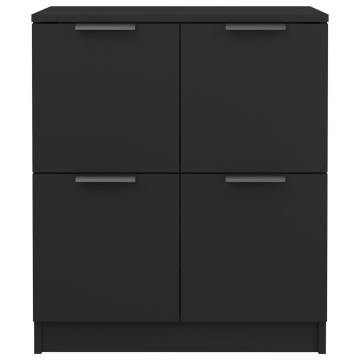 Stylish Black Sideboard - Engineered Wood, 60x30x70 cm