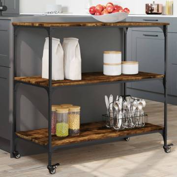 Kitchen Trolley Smoked Oak 102x50x95 cm - Stylish Storage Solution