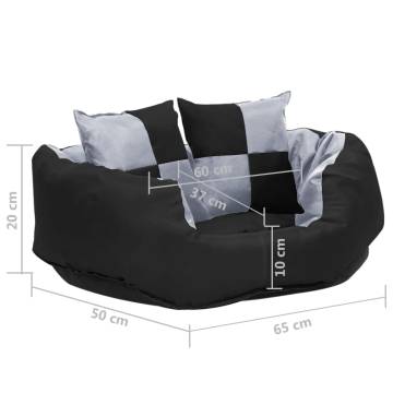 Reversible & Washable Dog Cushion - Grey & Black 65x50 cm