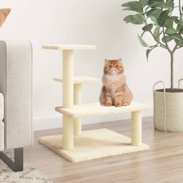 Cat Tree with Sisal Scratching Posts - Cream 61 cm