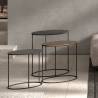 Rousseau 3-Piece Side Table Set - Black & Gold Design