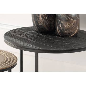 Rousseau 3-Piece Side Table Set - Black & Gold Design