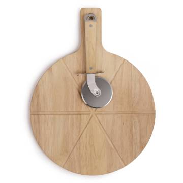 Livoo Pizza Cutting Set - 30 cm Wooden Board & Cutter