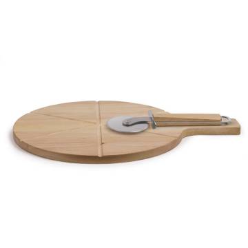 Livoo Pizza Cutting Set - 30 cm Wooden Board & Cutter