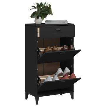 Shoe Cabinet VIKEN - Black Solid Wood Pine | Hipomarket UK