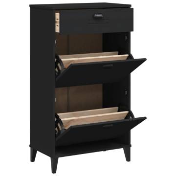 Shoe Cabinet VIKEN - Black Solid Wood Pine | Hipomarket UK