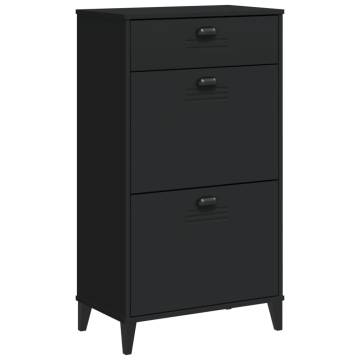 Shoe Cabinet VIKEN - Black Solid Wood Pine | Hipomarket UK