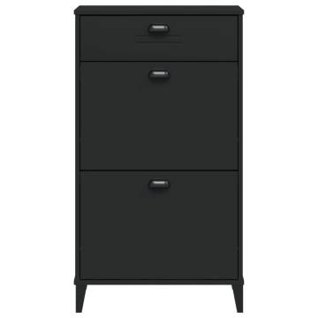 Shoe Cabinet VIKEN - Black Solid Wood Pine | Hipomarket UK