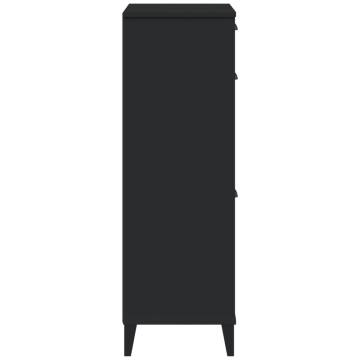 Shoe Cabinet VIKEN - Black Solid Wood Pine | Hipomarket UK