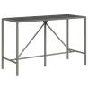 Stylish Grey Bar Table with Glass Top - 180x70 cm