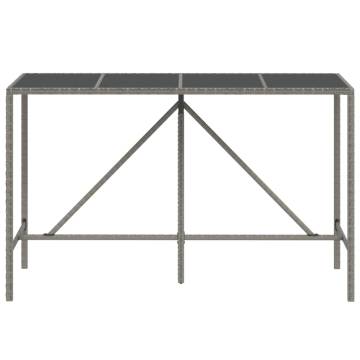 Stylish Grey Bar Table with Glass Top - 180x70 cm