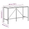 Stylish Grey Bar Table with Glass Top - 180x70 cm