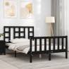 Black Bed Frame with Headboard - 120x200 cm Solid Wood