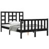 Black Bed Frame with Headboard - 120x200 cm Solid Wood