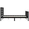 Black Bed Frame with Headboard - 120x200 cm Solid Wood