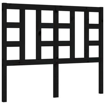 Black Bed Frame with Headboard - 120x200 cm Solid Wood