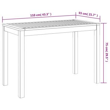 Garden Dining Table - Solid Acacia Wood - 110x55x75 cm