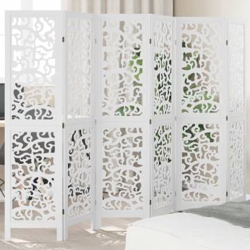 Elegant 6-Panel White Wood Room Divider | Hipomarket