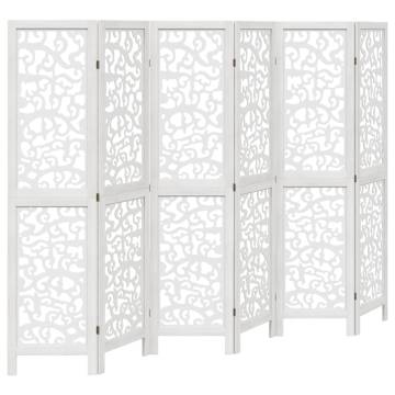 Elegant 6-Panel White Wood Room Divider | Hipomarket