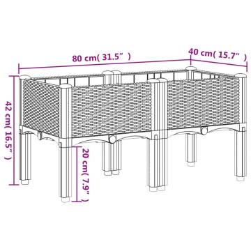 Garden Planter with Legs - Stylish White 80x40x42 cm | HipoMarket