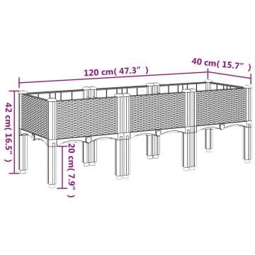 Garden Planter with Legs Grey - Stylish & Durable 120x40x42 cm