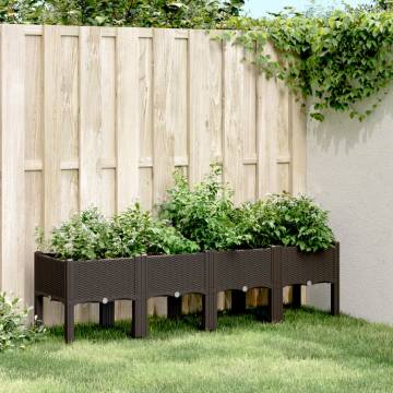 Stylish Brown Garden Planter with Legs - 160x40x42 cm