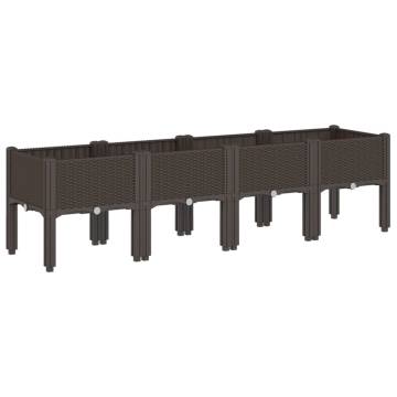 Stylish Brown Garden Planter with Legs - 160x40x42 cm