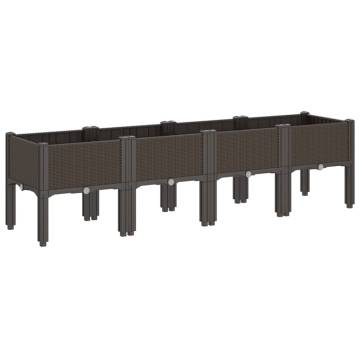 Stylish Brown Garden Planter with Legs - 160x40x42 cm