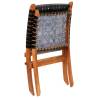 Folding Chair - Crossed-Stripe Black Real Leather